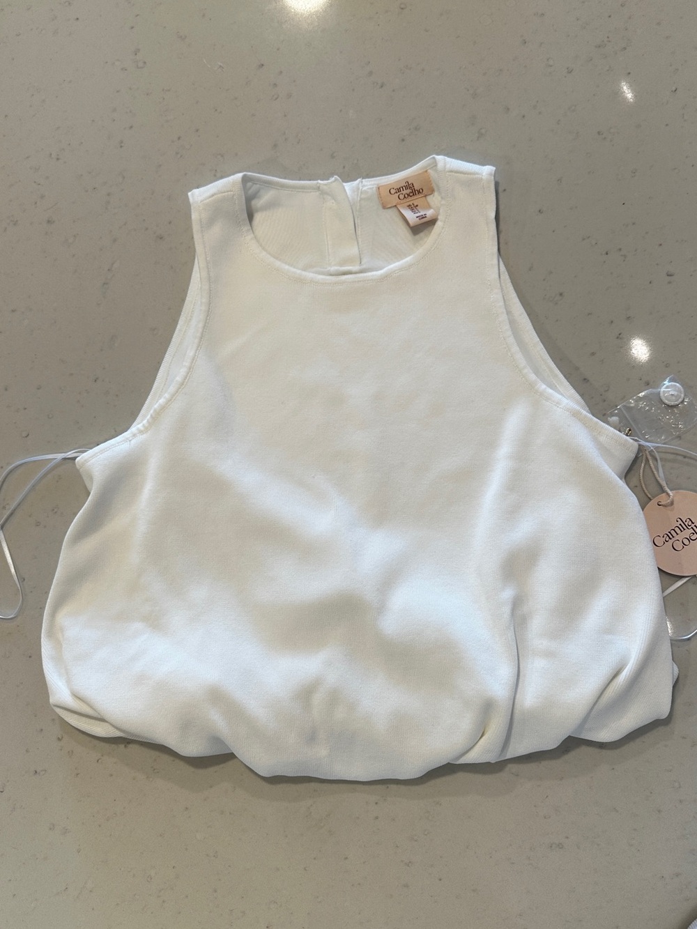NWT Revolve Camila Coelho Knit Bubble Top Small Sleeveless Trendy Viral